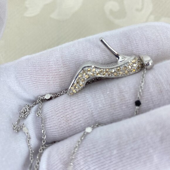 FAC Champagne Crystal Stiletto Silver Tone Necklace - Picture 8 of 10